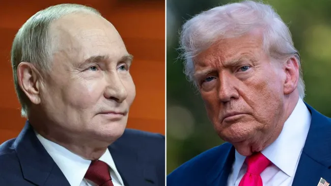 Side by side pictures of President Trump and President Putin